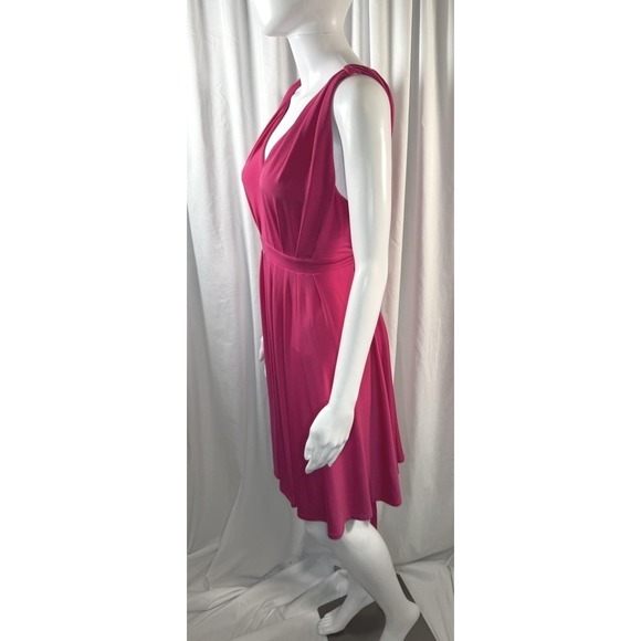 Express Pink‎ V Neck Sleeveless Empire Waist Midi Dress M Glam Party 83-02 - Picture 12 of 14